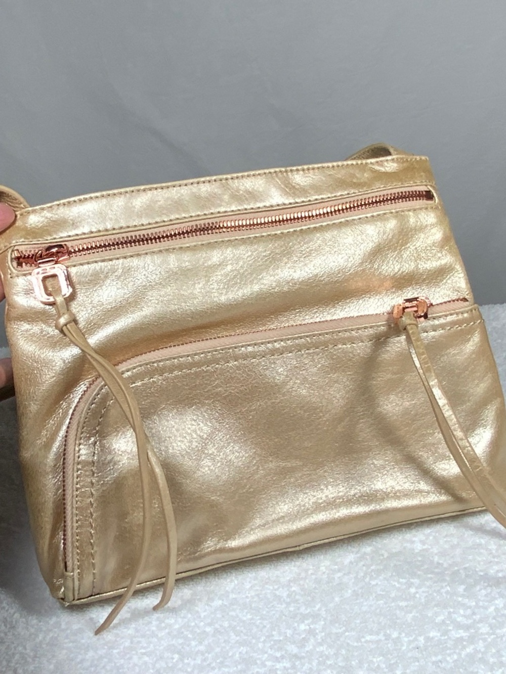 HOBO Brand Frosty Gold Crossbody Bag